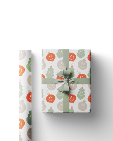 Retro Smiley Ornament Wrapping Paper