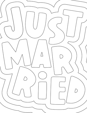 "just married" wedding day coloring page