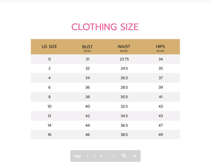 Size Chart – Random and Chic