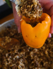 stuffing the peppers