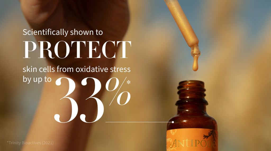 Scientifically shown to protect skin cells from oxidative stress by up to 33%