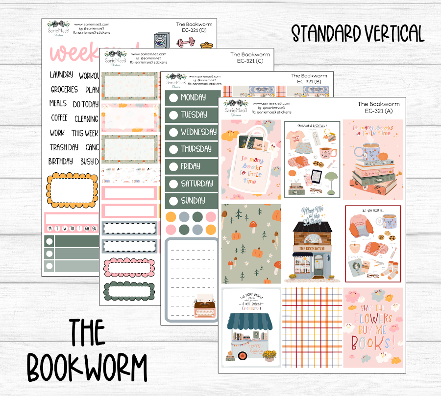 Vertical Weekly Kit, The Bookworm, V-321