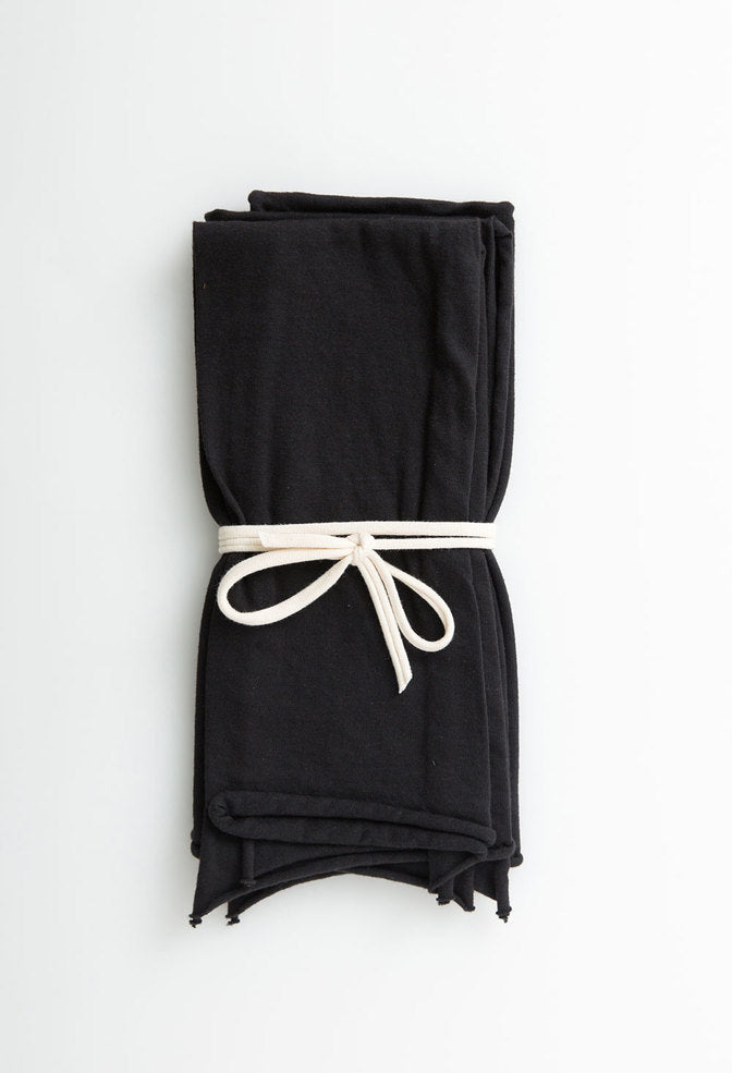 Alabama Chanin Tea Towels Organic Cotton Napkin Set in Black with White Jersey Tie
