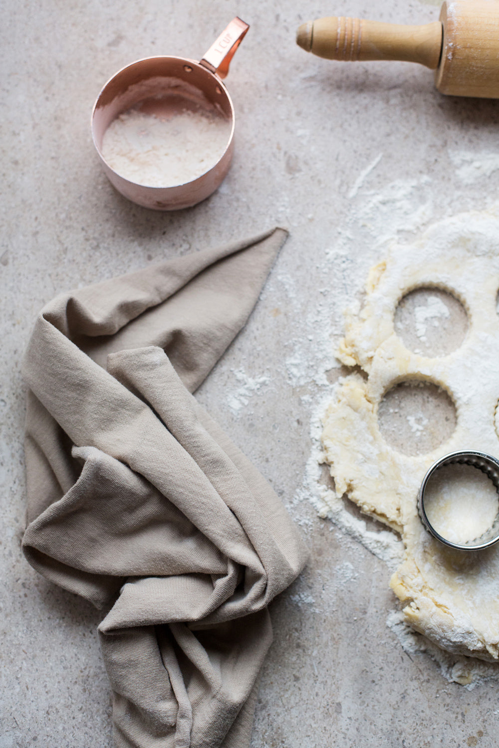 Alabama Chanin Tea Towels Made with Organic Cotton Light Brown Kitchen Napkin