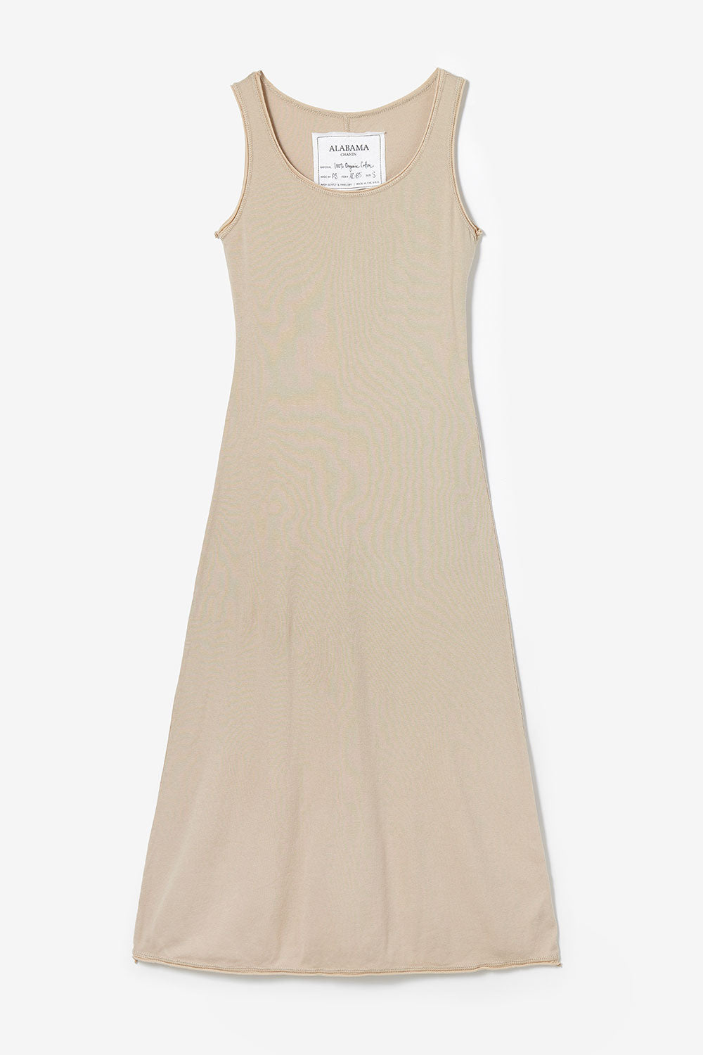 Alabama Chanin The Slip Dress Women's Slip Dress with Rounded Neck in Tan