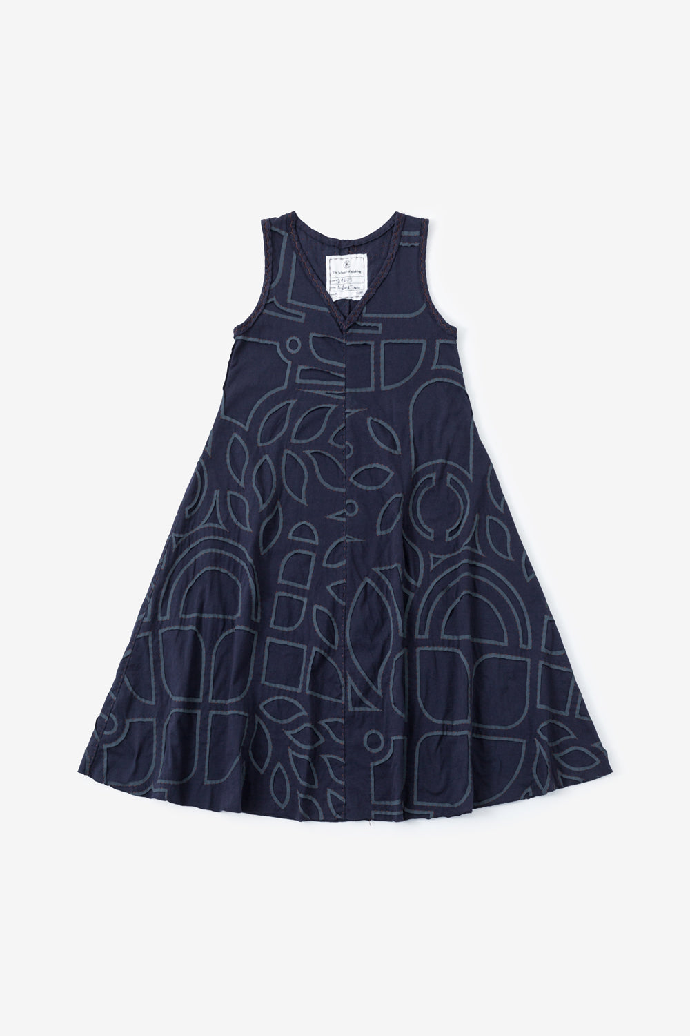The School of Making A-Line Dress Kit in Navy with Abstract Applique.