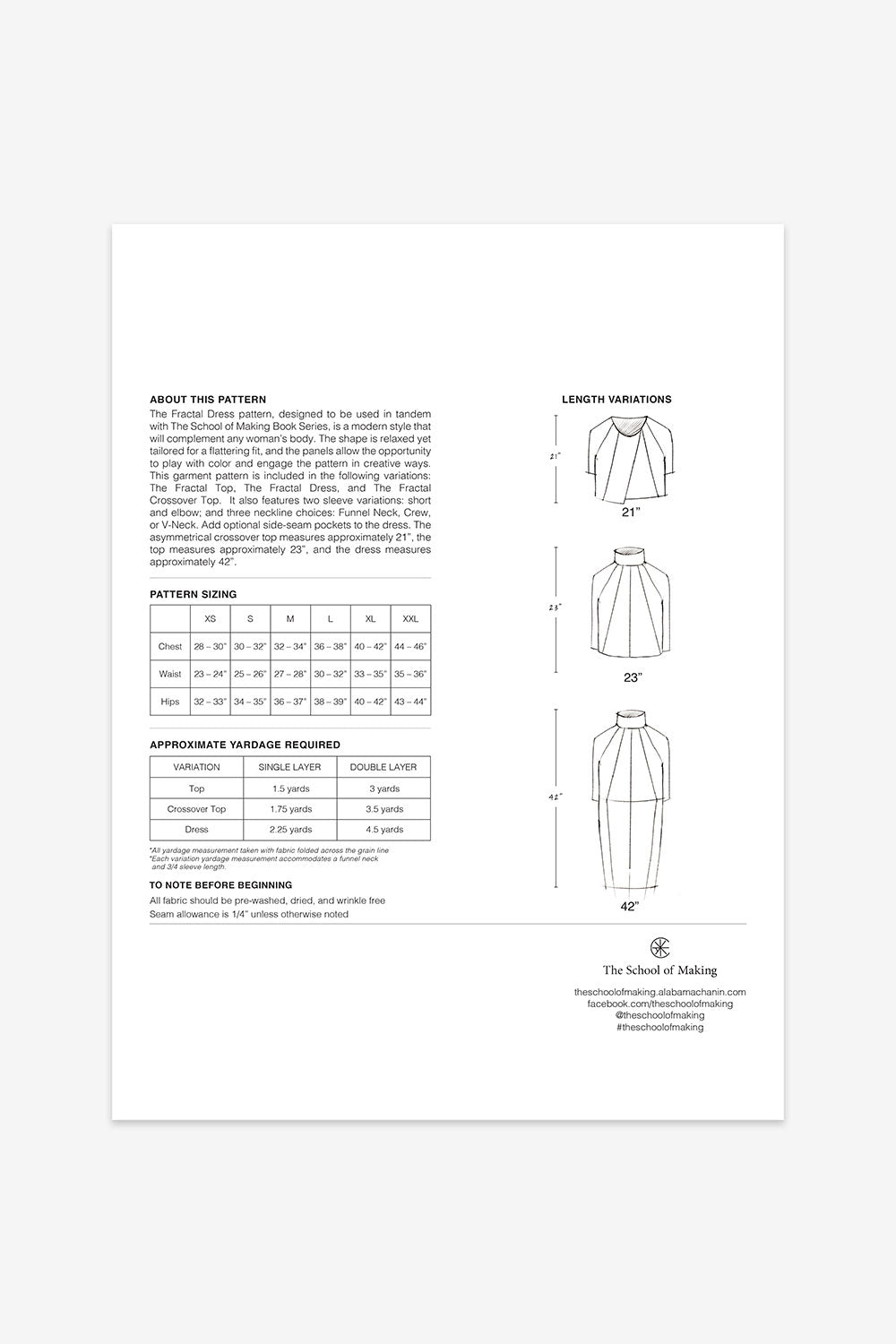 The School of Making The Fractal Dress Pattern Sewing Pattern with Top and Dress Pattern for Women