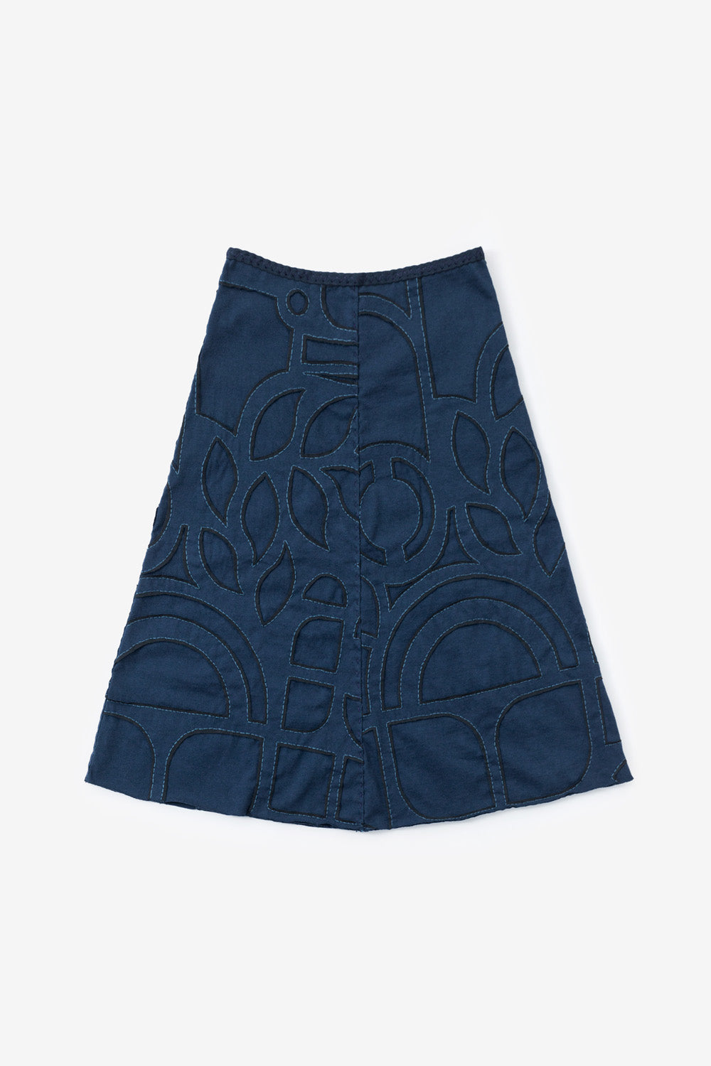 The School of Making The Embroidered Swing Skirt Kit Abstract Blue Hand-Sewn DIY Skirt
