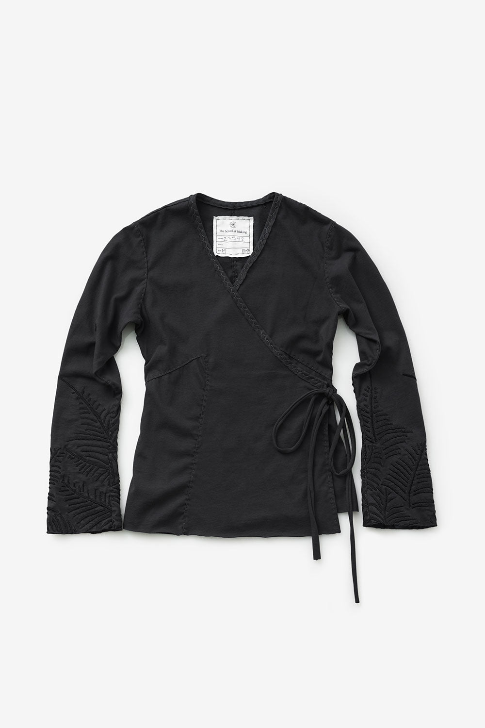 The School of Making DIY Long Sleeves Wrap Top Kit made with Organic Cotton Black
