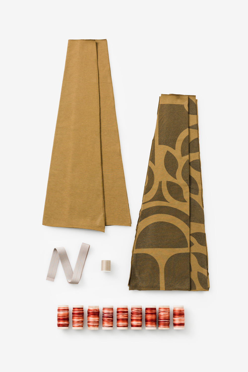 The School of Making The Embroidered Swing Skirt Kit with Hand Painted Abstract Stencil in Ochre