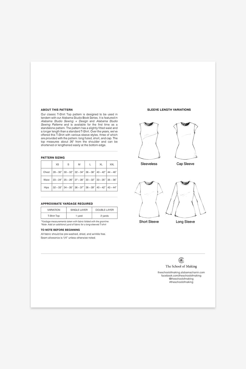 The School of Making T-Shirt Top Pattern Maker Supplies for Handmade Projects