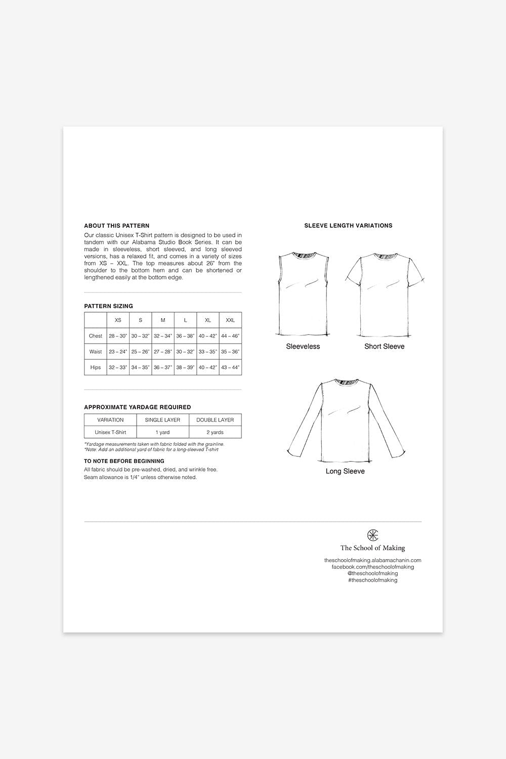 The School of making Unisex T-Shirt Pattern Maker Supplies for Handmade Projects