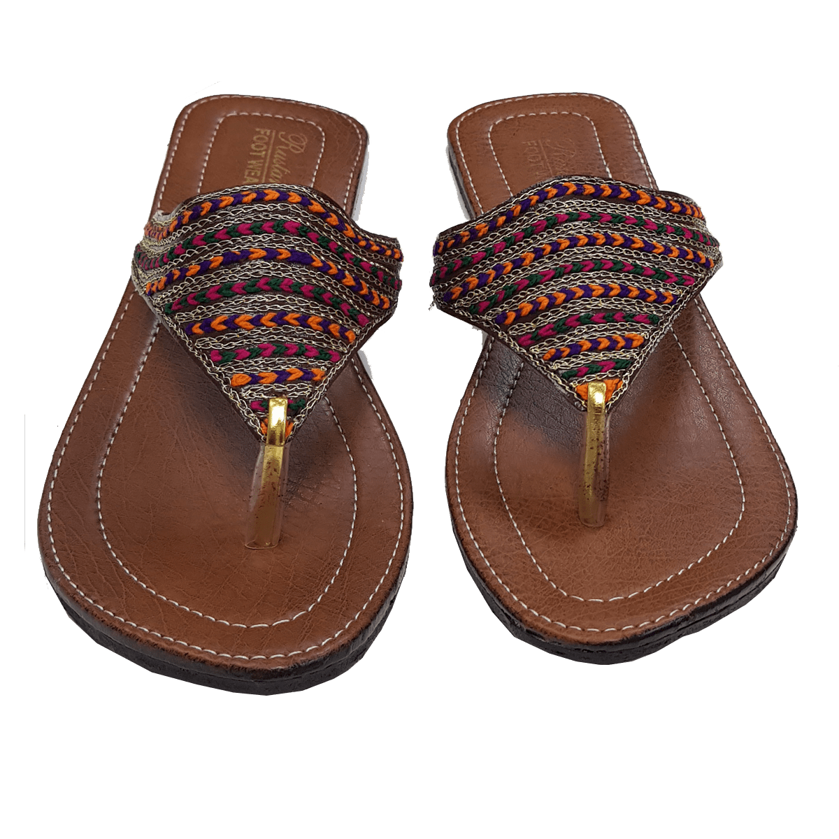 Pakistani Ladies Kolhapuri Leather Handmade Chappal / Sandals NR5 ...
