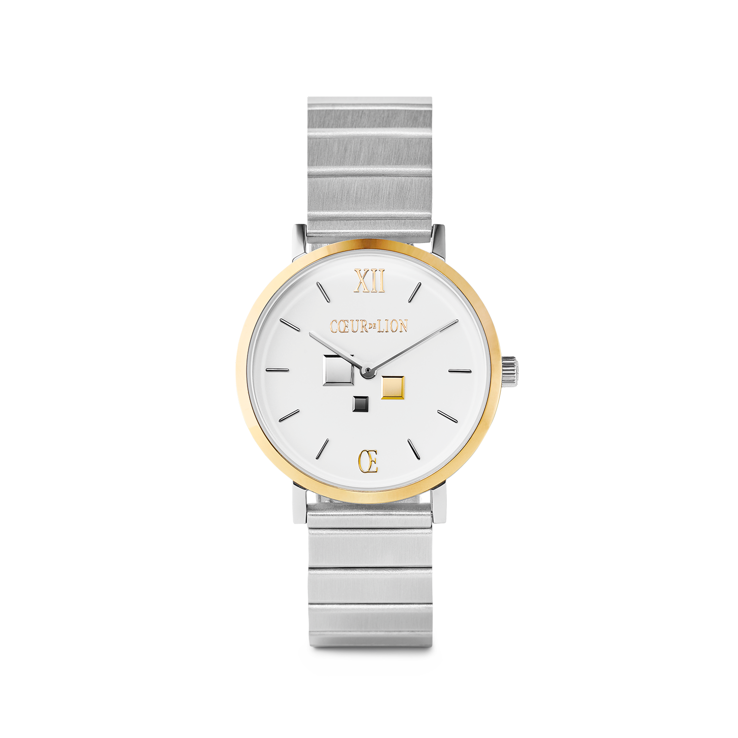 Watch Round Brilliant White Bicolor Stainless Steel Silver