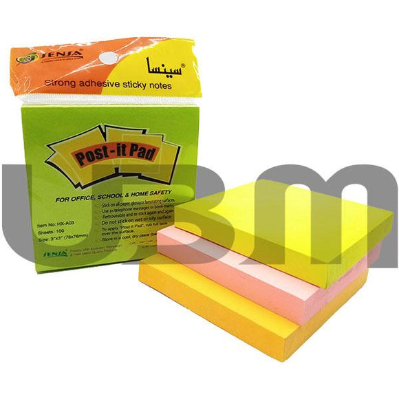 POST-IT PAD COLOUR SENSA 3X3 - BUY OFFICE STATIONERY ITEMS SUPPLIES ON –  Stationeria