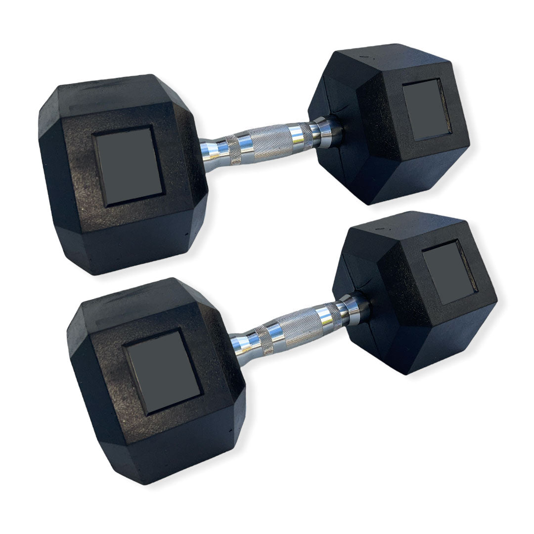 Elite Chrome Handle Rubber Hex Dumbbell, Elite Fitness NZ