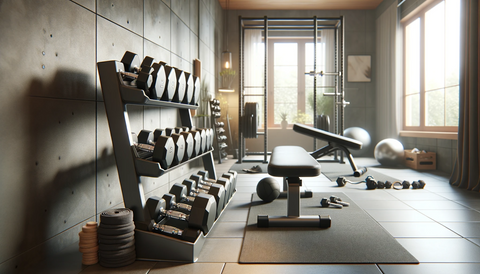 gyms feature a variety of dumbbells, neatly organized, and include other fitness equipment i