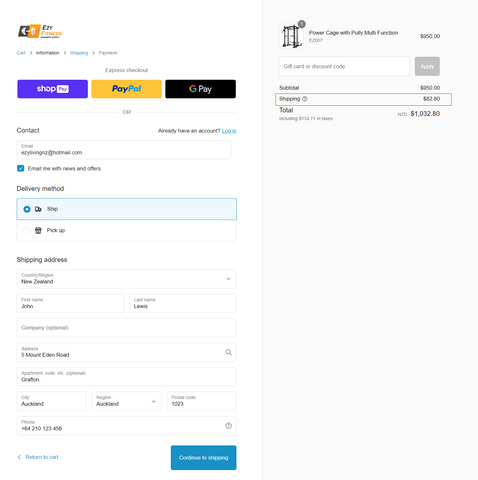 shipping cost