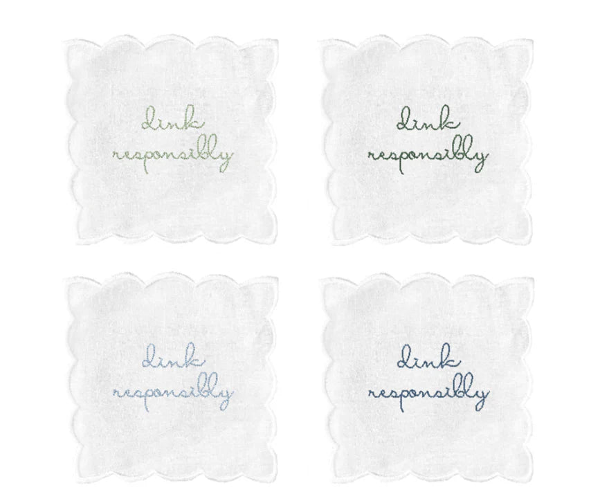 "Drink Responsibly" Cocktail Napkin Set/4