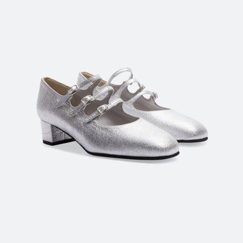 silver shoes made out of pinatex great for vegan fashion