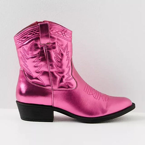 Bright vegan shoes - Free people metallic pink cowboy boots