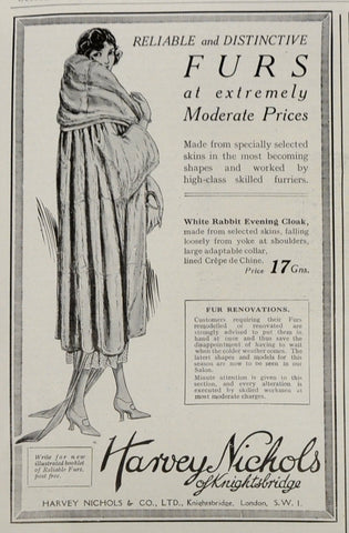 An old Harvey Nichols advert shows the fur coats that they used to sell
