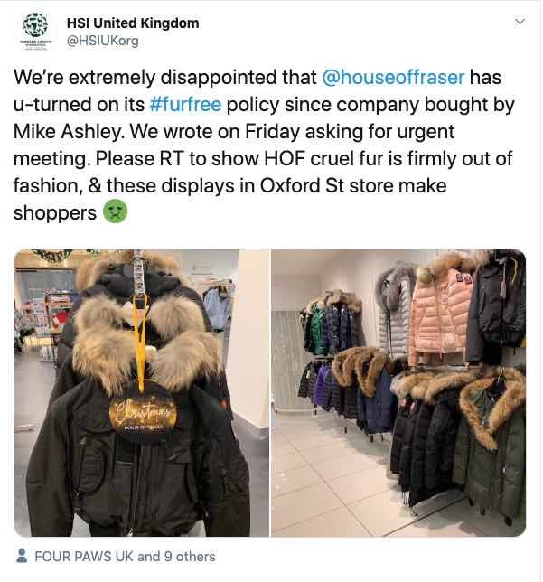 House of Fraser fur