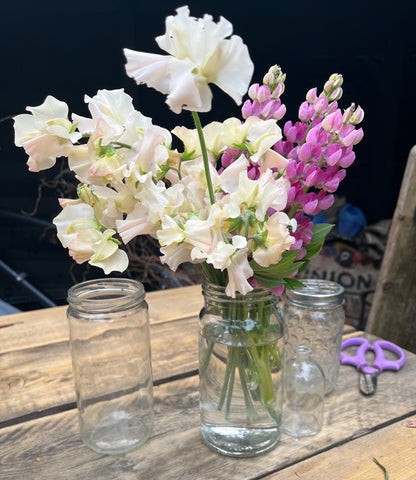 English flowers jam jars