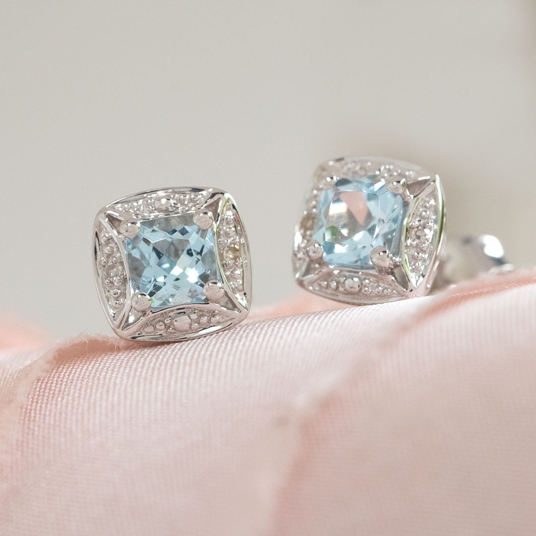 Aquamarine and diamond earrings