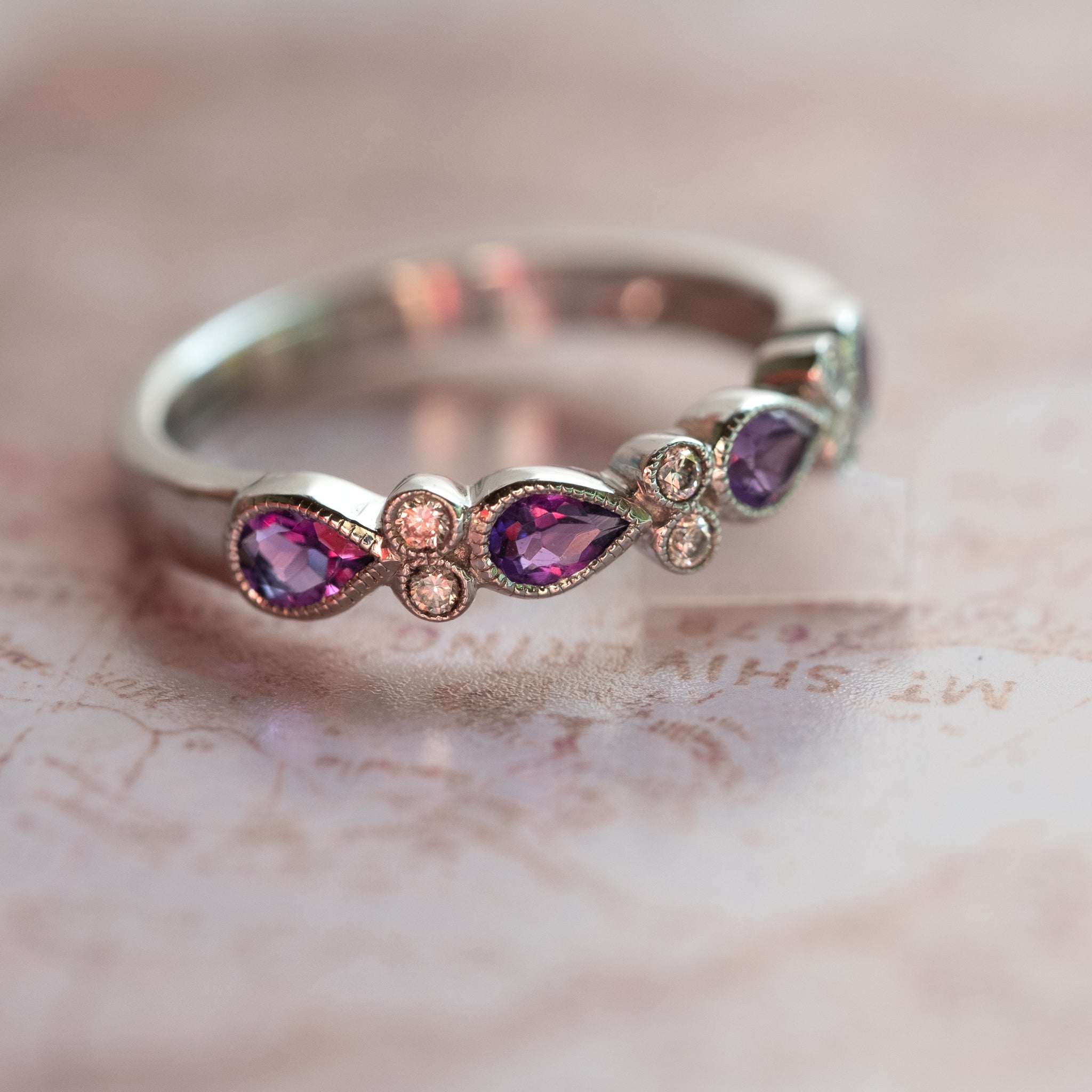 Amethyst and diamond ring