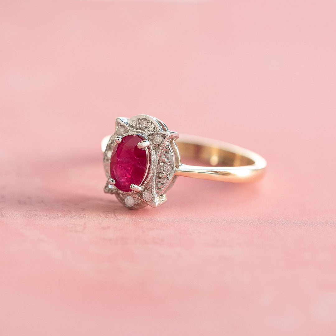 Vintage Style Oval Ruby Ring
