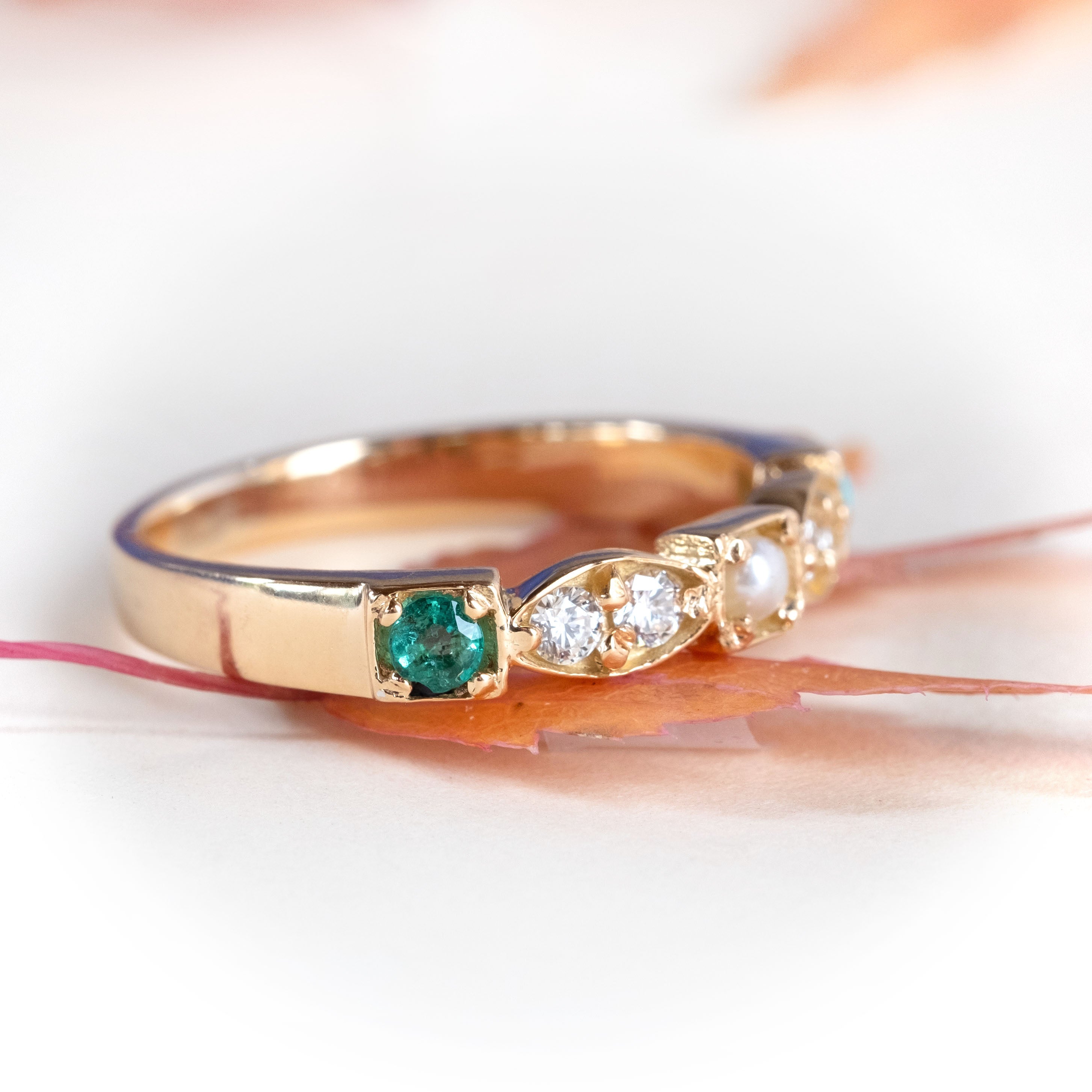 Emerald an diamond birthstone ring
