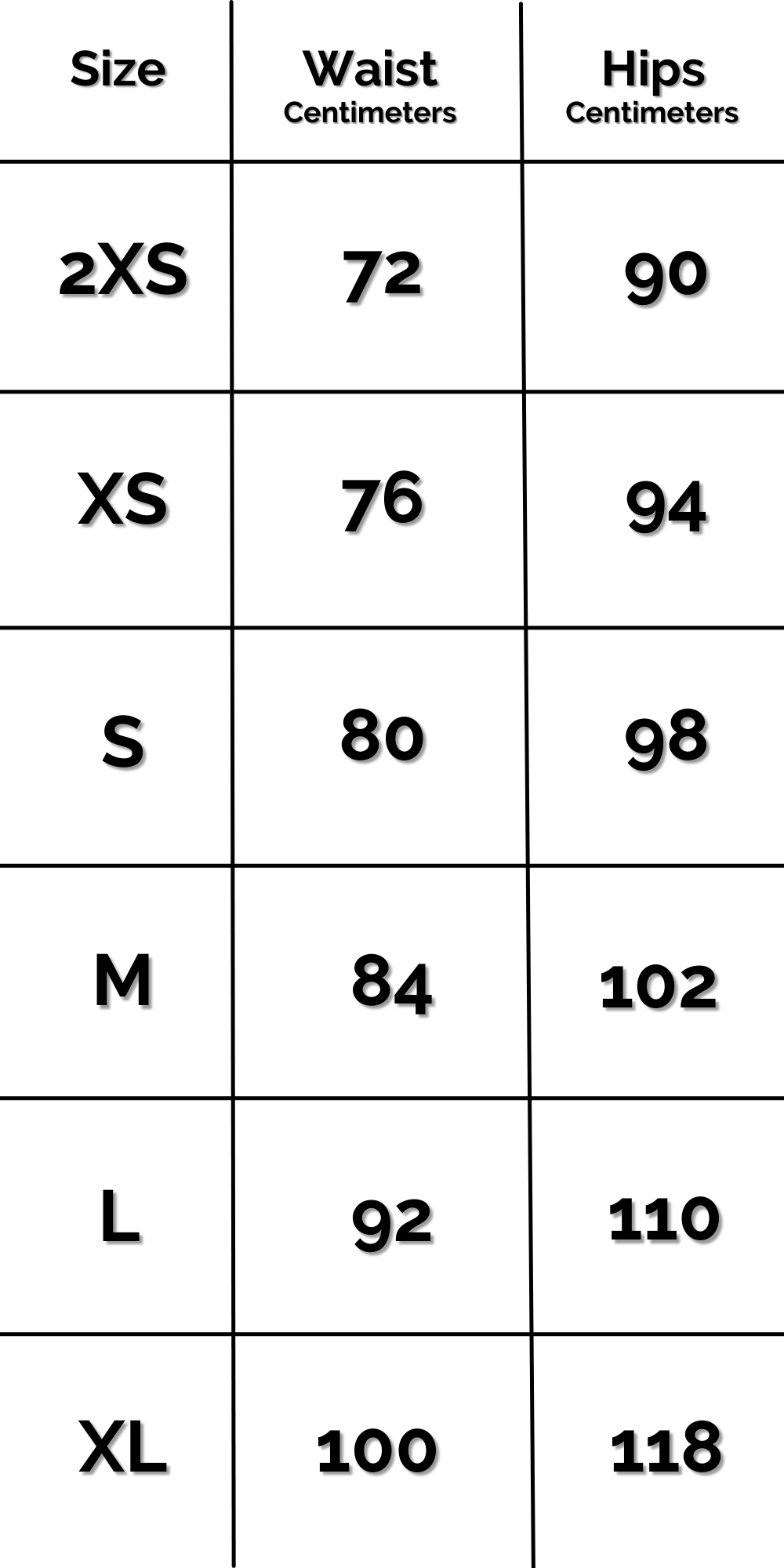 INTL Recycled Polyester Athletic Shorts Size Chart CM