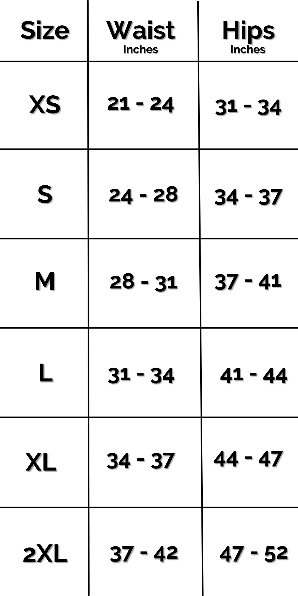 US Distortion Pants Size Chart