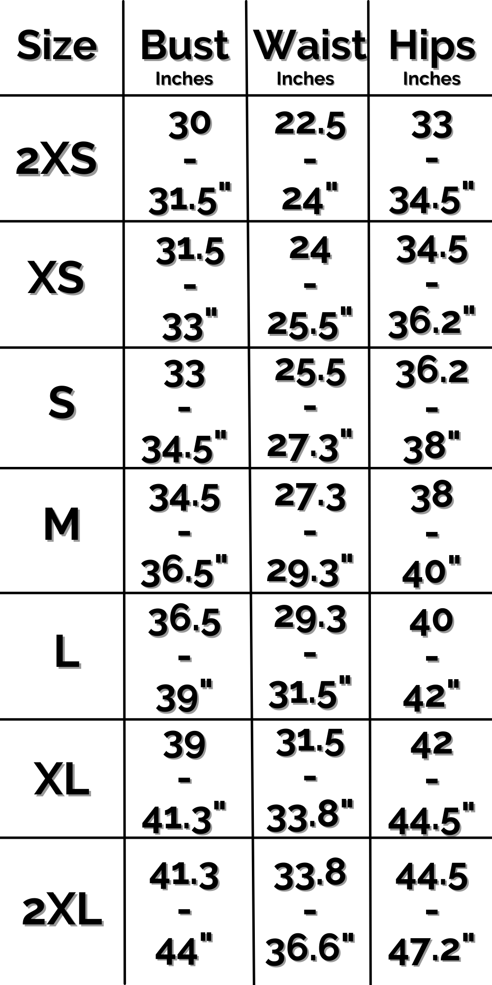 US Hoodie Dress Size Chart
