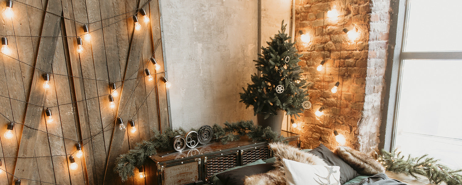 Fairy lights in dorm room