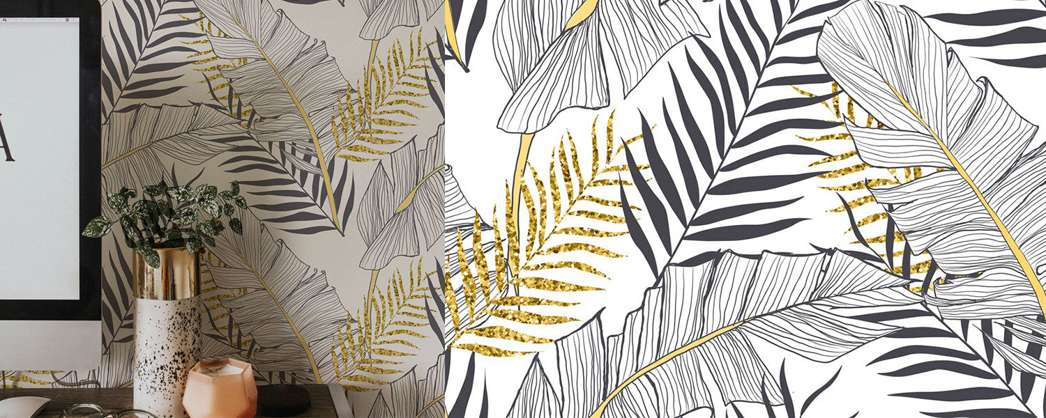 Golden palm wallpaper pattern by DeccoPrint