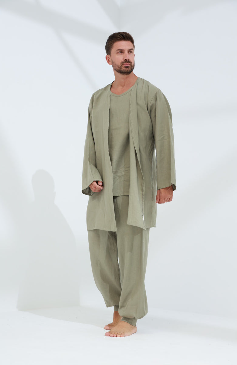 Leggera Men's Linen Cardigan Green – G Linen