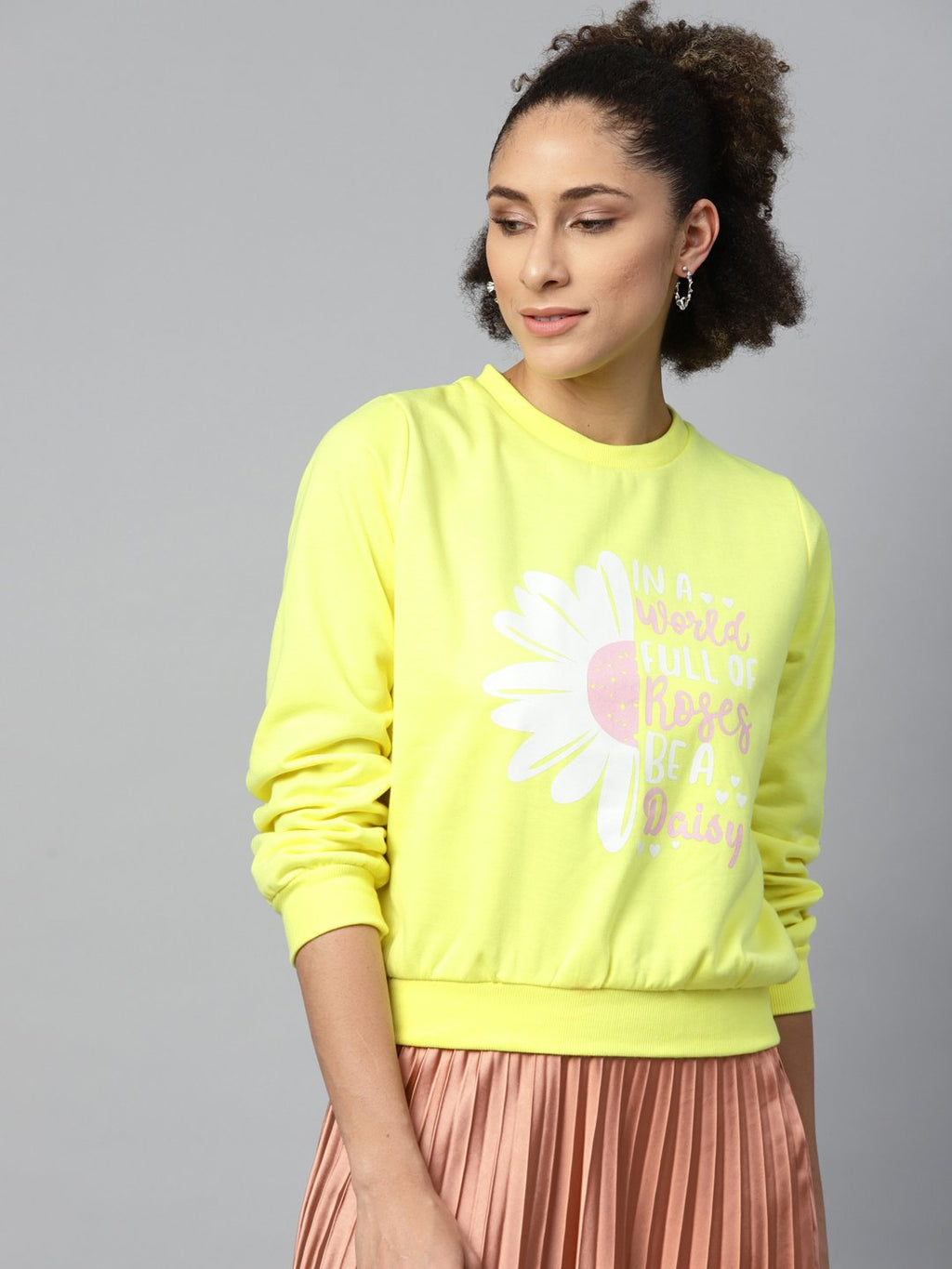 Yellow Floral Print Sweatshirt - Hforher Store