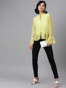 Yellow Front Frill Detail Top