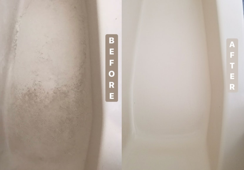 Une baignoire sale rendue propre par Branch Basics