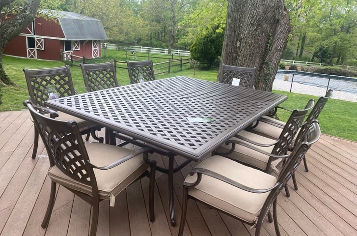 Glen Lake Home and Patio Oakcrest Aluminum Outdoor Dining Long Island Patio