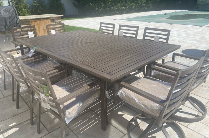 Glen Lake Home and Patio Palm Springs Slat Aluminum Patio Dining Long Island