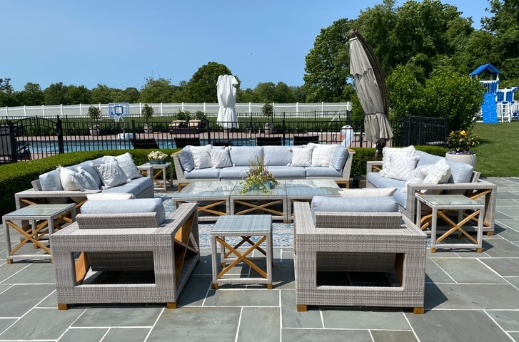 Kingsley Bate Jupiter Azores Wicker Outdoor Patio Furniture Teak Accents Long Island Backyard Furniture