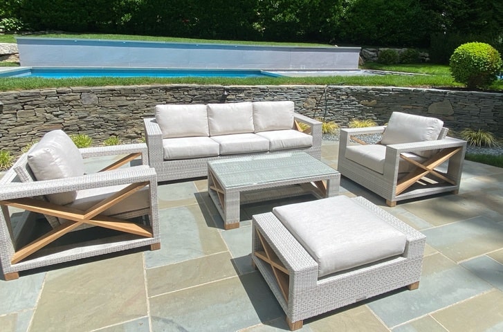 Kingsley Bate Jupiter Teak Woven Outdoor Seating for Patio