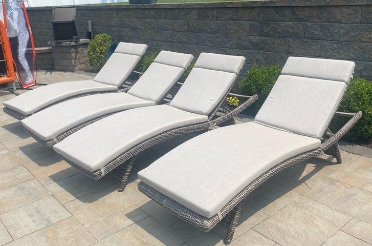 Maui Adjustable Chaise Lounge Wicker Contoured Seat with Sunbrella Cushion Long Island Patio Furniture