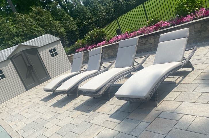 Maui Chaise Lounge Wicker with Sunbrella Cushion Long Island Poolside Backyard Furniture