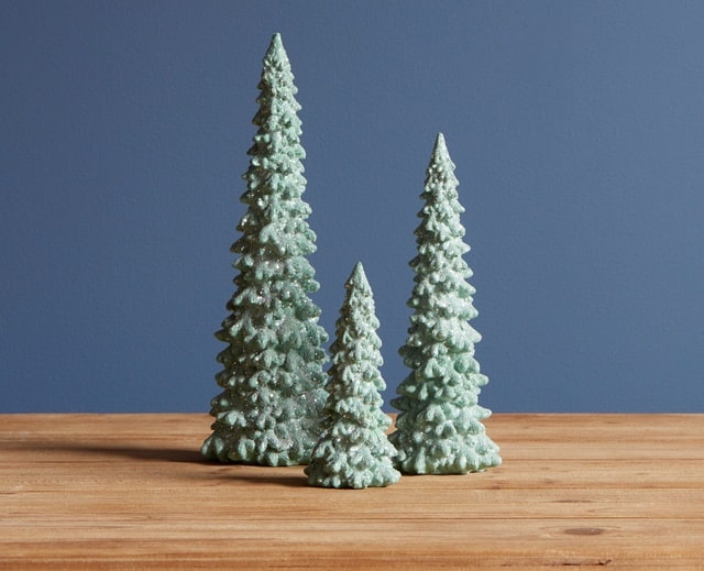 Melrose Frosted Green Christmas Trees Table Top Decor