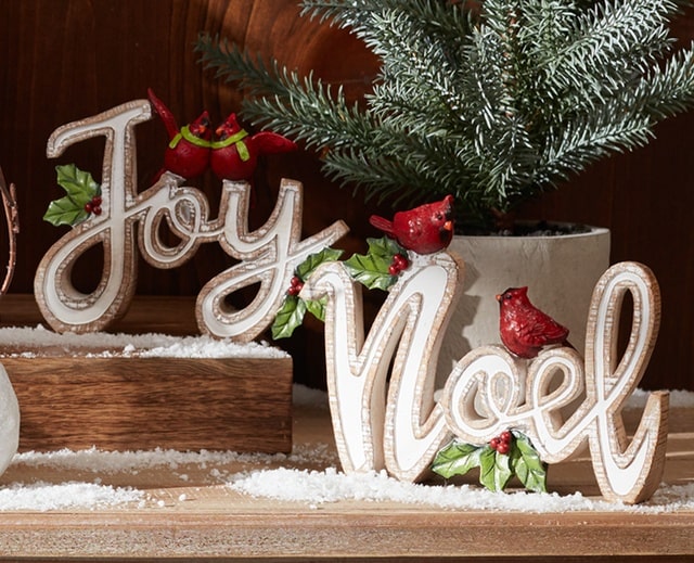 Melrose Joy Noel Tabletop Decor With Cardinals and Holly
