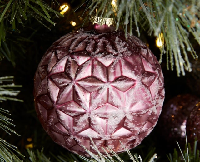 Melrose Lavender Frost Christmas Tree Glass Ornament